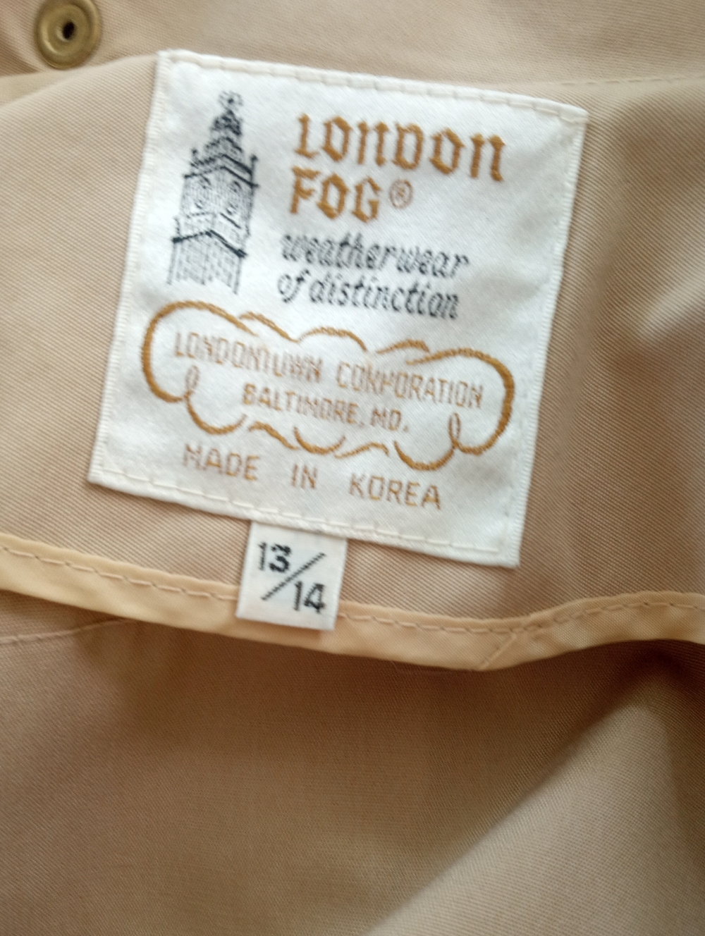 LONDON FOG Vintage Rain/Shine Canvas Tan Jacket | 13/14 - Picture 10 of 10